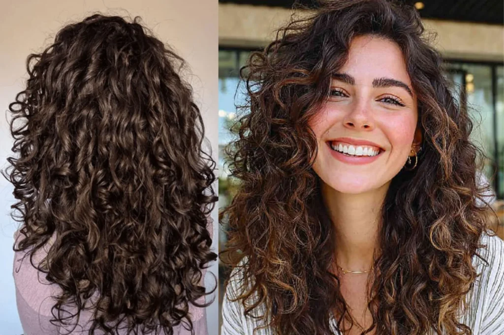 Curly shaped haircut for women