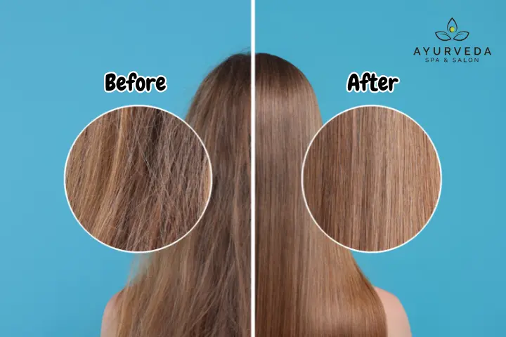 Hair botox result before and after