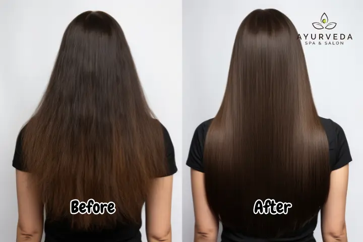 Result of keratin treatment before and after