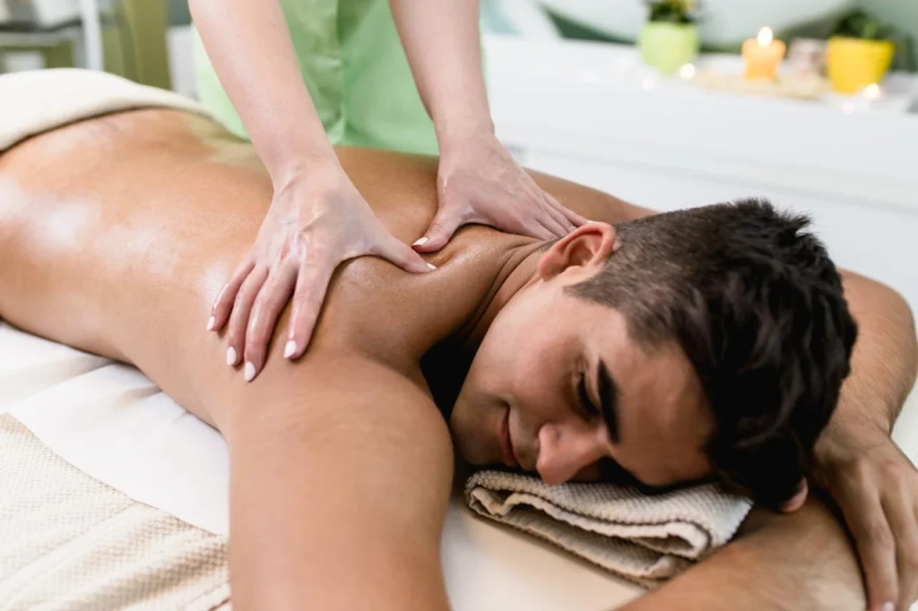 Relaxation Massage therapy for a man at a  spa 