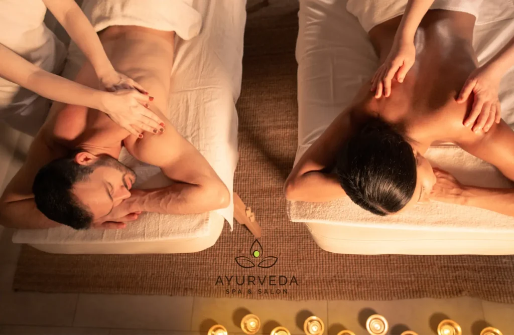 A married couple getting couple massage in Pokhara