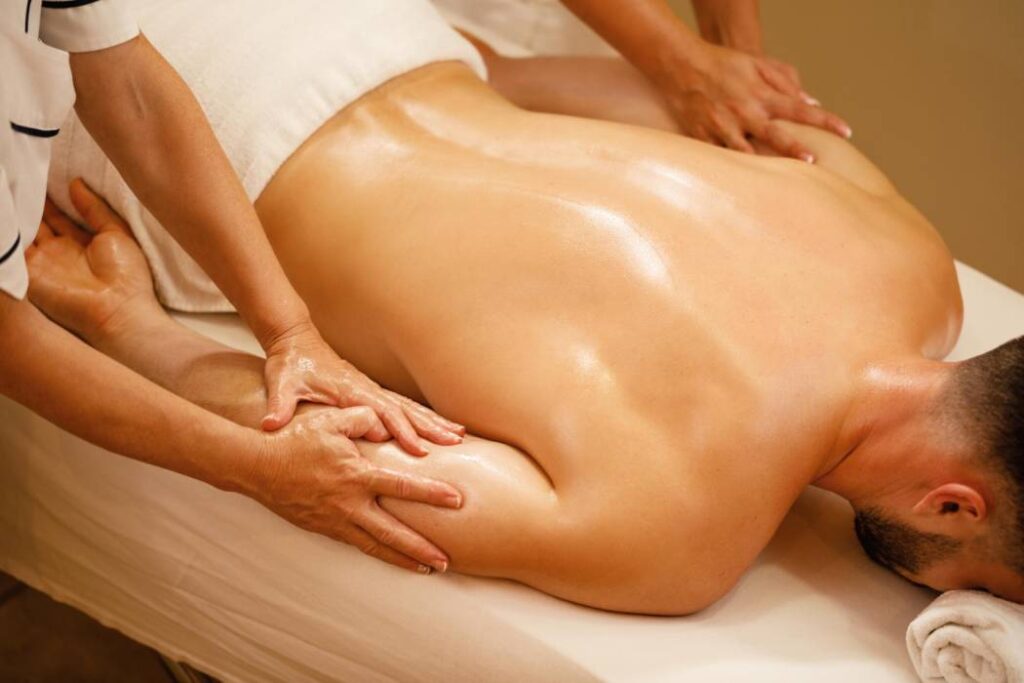 a man enjoying ayurvedic half-day package massage