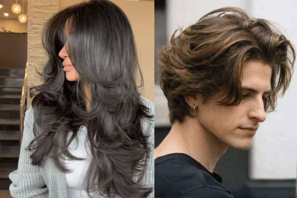 layer haircuts on both male and female