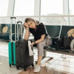 A man feeling tired after the flight in airport